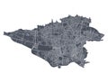 Tehran map. Detailed map of Tehran city poster with streets. Dark vector