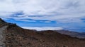 Teide - Maintained hiking trail over volcanic desert terrain leading to summit of volcano Pico del Teide, Tenerife, Spain. Royalty Free Stock Photo