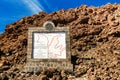 Teide National Park, Tenerife, Canary Islands - Tourist informational sign depicting the Montana Blanca hiking trail of the Teide