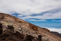 Teide - Panoramic view on volcanic desert terrain near summit of volcano Pico del Teide, Mount Teide National Park, Tenerife Royalty Free Stock Photo