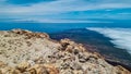 Teide - Panoramic view on volcanic desert terrain near summit of volcano Pico del Teide, Mount Teide National Park, Tenerife Royalty Free Stock Photo