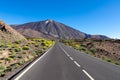 Teide - Scenic mountain road leading to volcano Pico del Teide, Mount El Teide National Park, Tenerife, Canary Islands, Spain, Royalty Free Stock Photo