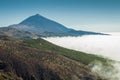 Teide volcano viewed over the clouds Royalty Free Stock Photo