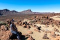 Teide - Woman with panoramic view on mount Guajara seen from Minas de San Jose in Mount Teide National Park, Tenerife, Spain Royalty Free Stock Photo