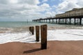 Teignmouth pier and sandy beach Royalty Free Stock Photo
