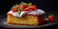 Teisen lap moist sponge cake on dark background Royalty Free Stock Photo