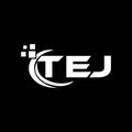 TEJ letter logo design on black background. TEJ creative initials letter logo concept. TEJ letter design Royalty Free Stock Photo
