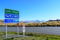 Tekapo / New Zealand, April 7 2019 ; Information sign before arrival Lake Tekapo, New Zealand Royalty Free Stock Photo