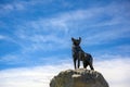 The Sheepdog Memorial on a clear, blue and cloudy day in summer season at Lakeside Tekapo