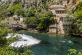 Tekija house and Buna river in Blagaj village near Mostar, Bosnia and Herzegovi Royalty Free Stock Photo