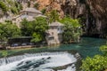 Tekija house and Buna river in Blagaj village near Mostar, Bosnia and Herzegovi Royalty Free Stock Photo