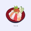 Tekka don shetch vector. Japanese food . Royalty Free Stock Photo