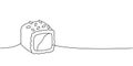 Tekkamaki tuna roll one line continuous drawing. Japanese cuisine, traditional food continuous one line illustration
