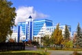 Tekutyevsky Boulevard. View of a modern office building. Tyumen, Russia. Royalty Free Stock Photo