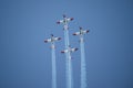 4 aircraft t6 texan in aerial demonstration In israeli Independence Day
