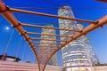 Tel Aviv Azrieli Center skyline Israel bridge blue hour night city skyscrapers modern architecture Royalty Free Stock Photo