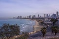 Tel Aviv beach and city Skyline in the morning mist Israel Royalty Free Stock Photo