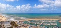 Tel-Aviv beaches and marina seaside. Distance view Mediterranean sea. Israel Royalty Free Stock Photo