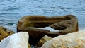 Tel Aviv. Blue sky. White clouds. Birch water. The sun. The waves. Surfing. Royalty Free Stock Photo