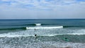 Tel Aviv. Blue sky. White clouds. Birch water. The sun. The waves. Surfing. Royalty Free Stock Photo