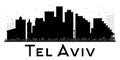 Tel Aviv City skyline black and white silhouette. Royalty Free Stock Photo