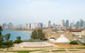 Tel Aviv city.View to town.Modern buildings is far avey. Royalty Free Stock Photo