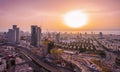 Tel Aviv Cityscape - Aerial View At Sunset, Israel Royalty Free Stock Photo