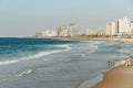 Tel Aviv coastline view. Modern city, sea and a beach. Royalty Free Stock Photo