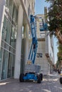 Tel-Aviv - 4 December, 2016: Height workers in Tel Aviv fix a bu