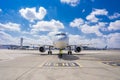 Aircraft ground handling, refules an airplane - Aircraft In Ben Gurion Airport, Tel Aviv, Israel Royalty Free Stock Photo