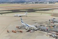 Ambulance near El Al Aircraft - Airplane In Ben Gurion Airport, Tel Aviv, Israel Royalty Free Stock Photo