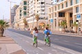 TEL AVIV, ISRAEL- APRIL, 2017: Herbert Samuel st. bike track and