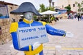 TEL AVIV, ISRAEL - APRIL, 2017: Napoleon statue. Welcoming touristic sign in Old Jaffa. In 1799 the French, led by Napoleon