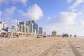 TEL AVIV, ISRAEL- APRIL, 2017: Tel-Aviv beach view Mediterranean sea. Israel.