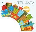 Tel Aviv Israel City Skyline with Color Buildings, Blue Sky and Copy Space Royalty Free Stock Photo