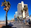 Mediterranean coastal outdoor activities area of Tel Aviv. Famous tourist recreation city in Israel.