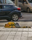 Homeless Sleeping at Street, Tel Aviv, Israel Royalty Free Stock Photo