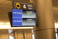 TEL AVIV, ISRAEL, JANUARY 25, 2020: Tape number signs, baggage pickup location at Tel Aviv airport Royalty Free Stock Photo