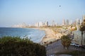 TEL AVIV, ISRAEL: Tel Aviv mediterranean sea. Very nice view of the beach and the city Royalty Free Stock Photo