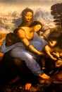 Detail of copy of the painting `Saint Anna with the Madonna and the Christ Child` by Leonardo da Vinci