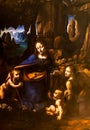 Detail of copy of the painting `Virgin of the Rocks` `The Madonna of the Rocks` by Leonardo da Vinci