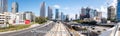 Tel Aviv, Israel - March 22, 2024: Panoramic view of Tel Aviv city and Ayalon Freeway