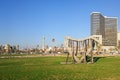A sculpture of a heart made of stone and wood. Symbol of love Charles Clor Park in Tel Aviv, Israel