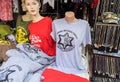 t-shirts with israeli army symbols for sale at local city market