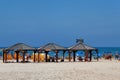 TEL AVIV, ISRAEL - MAY 06, 2013: View of the urban sandy beach in the center of Tel Aviv on the shores of the Mediterranean Sea Royalty Free Stock Photo