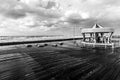 Tel Aviv, Israel - November 22, 2014: Carousel on the waterfront of Tel Aviv after the rain. Black and white image