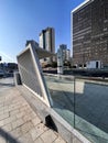 Entrance and sign of Abba Hillel metro station in Tel Aviv, Israel