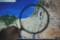 Gaza strip, Palestine and Israel on google maps Royalty Free Stock Photo