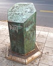 TEL AVIV, ISRAEL. Memorial stele about the Jewish military underground organization of the Haganah. English