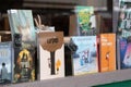 Selection of best selling books in Hebrew language displayed at a bookstore in Tel Aviv, Israel Royalty Free Stock Photo